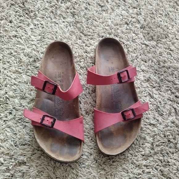 Birkenstock Sydney 2 strap red/pink sandals women's Sz 11 - Picture 2 of 9
